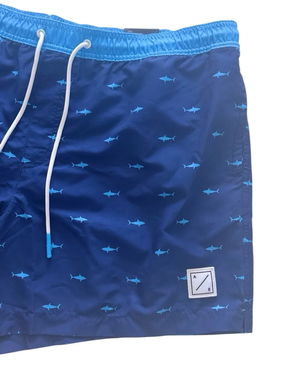 American Eagle Men's Blue Shark Print Swim Trunks Shorts Size XXL 2XL NWT